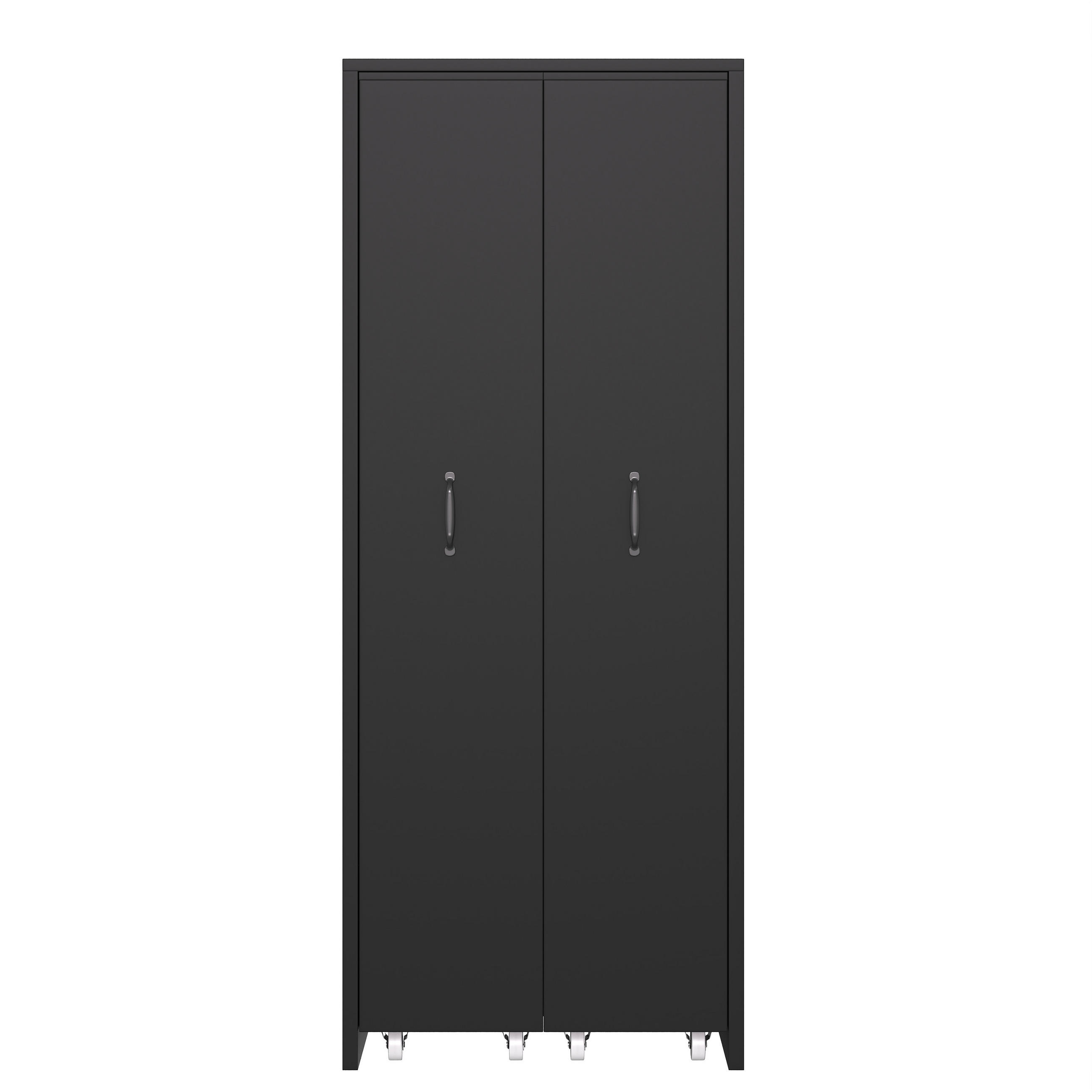 BÜCHERREGAL mit Rollen 4 Ebenen Erweiterbar MDF Modern - Schwarz, Holzwerkstoff (51.5/158/41cm) - FLIEKS