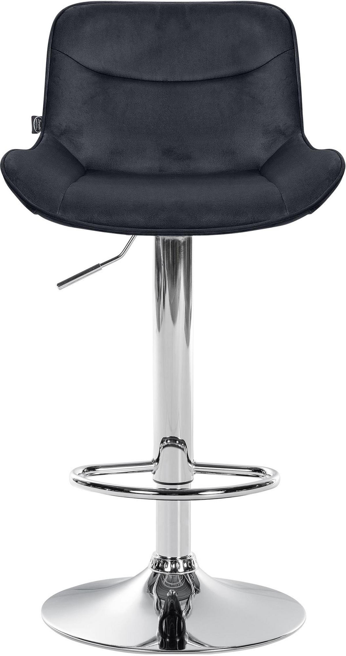 BARHOCKER Samt schwarz - Chromfarben/Schwarz, Textil/Metall (49/85/51cm) - CLP