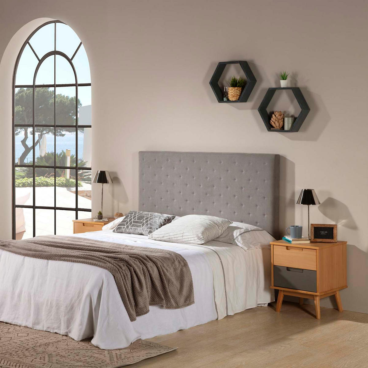 KOPFTEIL 140x60 cm Malta Grau - Grau, Textil (8/60/140cm) - VS Venta-stock