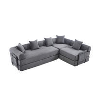 ECKSOFA 270/180/64 cm dunkelgrau aus Corduroy modular - Dunkelgrau, Textil (180/270cm) - OKWISH