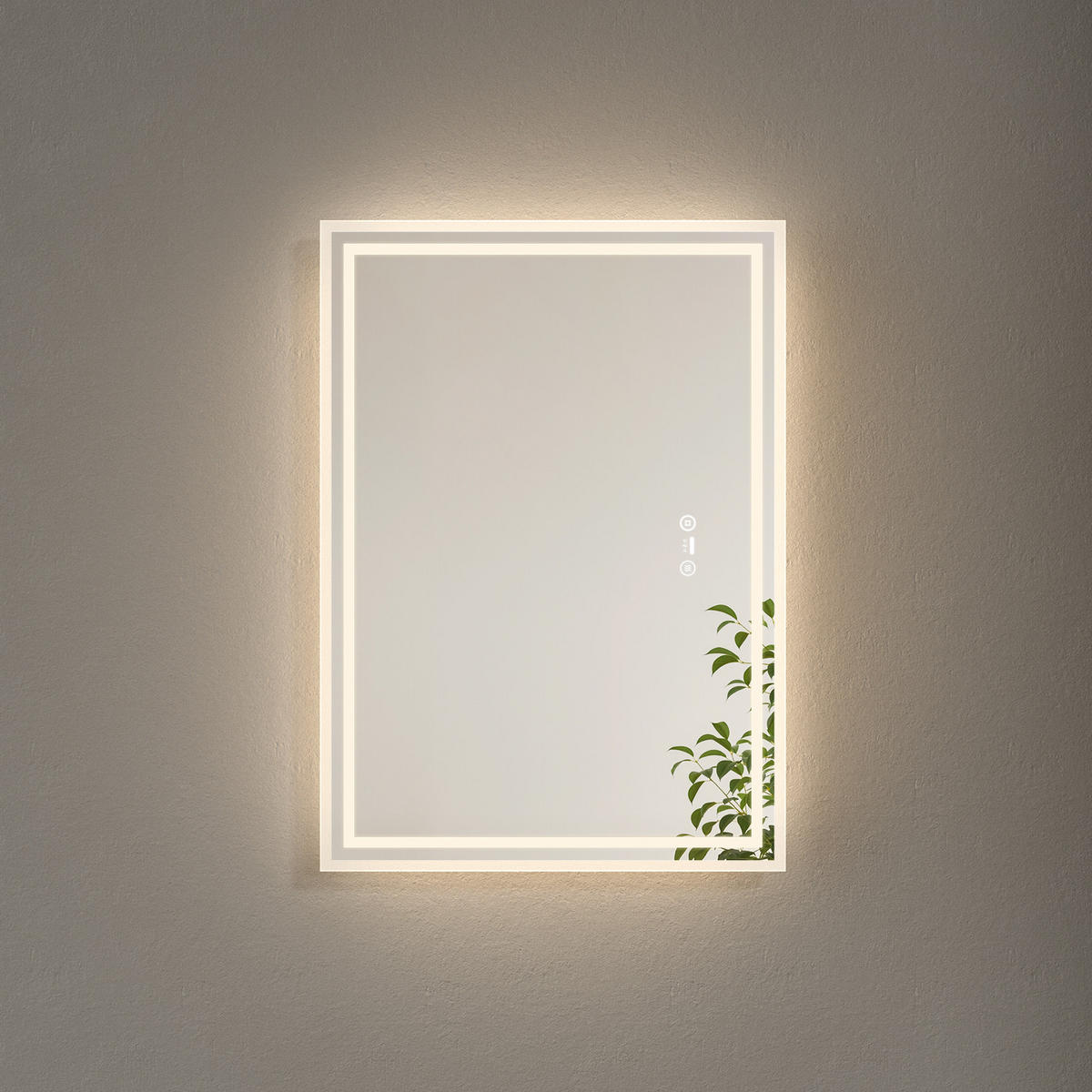 BADSPIEGEL mit Beleuchtung mit Bewegungssensor, 70/50/3,5 cm - Weiß, Glas (50/3.5/70cm) - EMKE