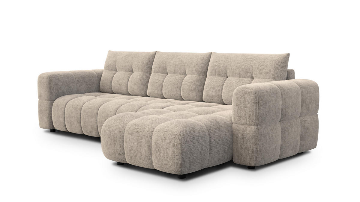 ECKSOFA CLOUDI 4-Sitzer rechts, beige - Beige/Schwarz, Holz/Textil (294/160cm) - Courtois Laville