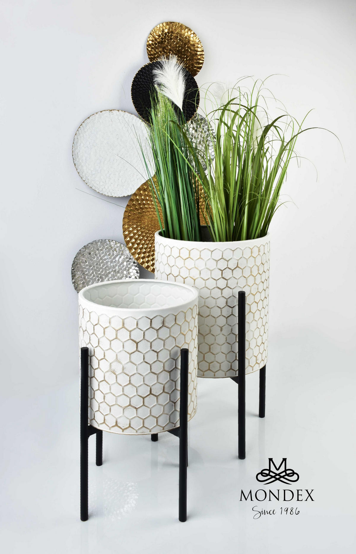 BLUMENTÖPFEN Swen Weiß 35/35/58 cm Metall - Weiß, Metall (58cm) - Mondex