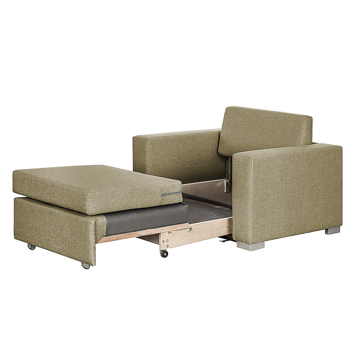 SCHLAFSESSEL - Beige/Silberfarben, Textil (110/90/90cm) - home24