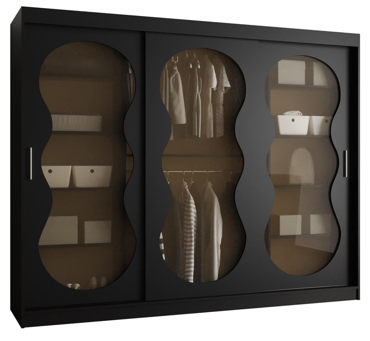 SCHWEBETÜRENSCHRANK 200/250/62 3-türig - Schwarz, Holz (250/200/62cm) - Abiks Möbel