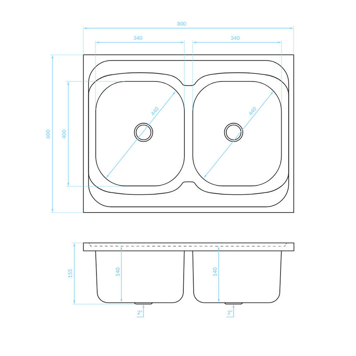 SPÜLUNTERSCHRANK 80cm mit Spüle + Armatur weiß - Weiß, Holzwerkstoff (80/81/46cm) - Stamar