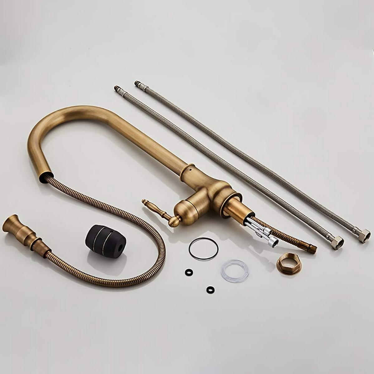 KÜCHENARMATUR im Antik-Stil mit Ausziehfunktion, goldfarben, 58 x 26 x 8 cm - Goldfarben, Metall (58/8/26cm) - Vallsero