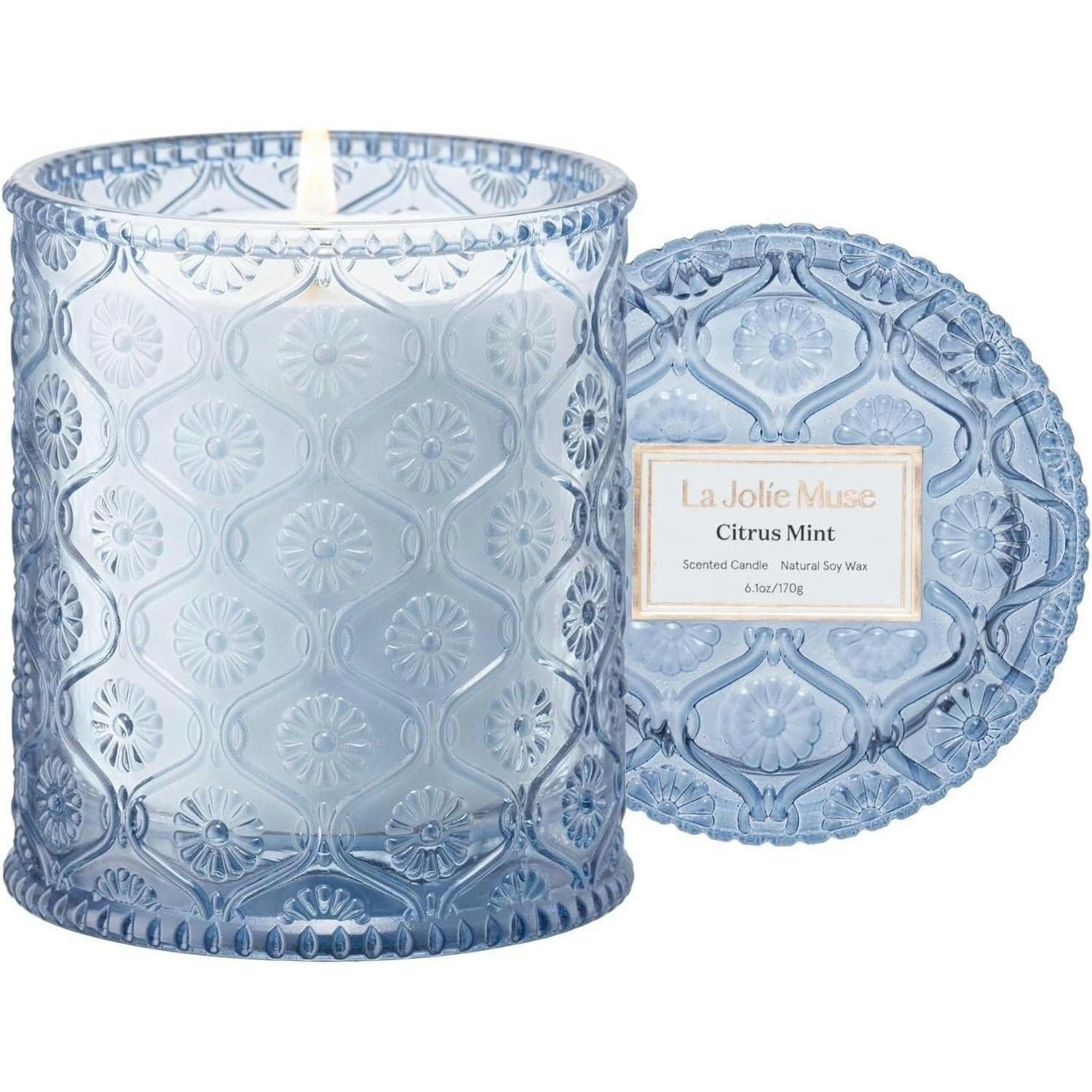 DUFTKERZE Citrus Mint 170g 40h Brenndauer - Hellblau, Glas (9cm)
