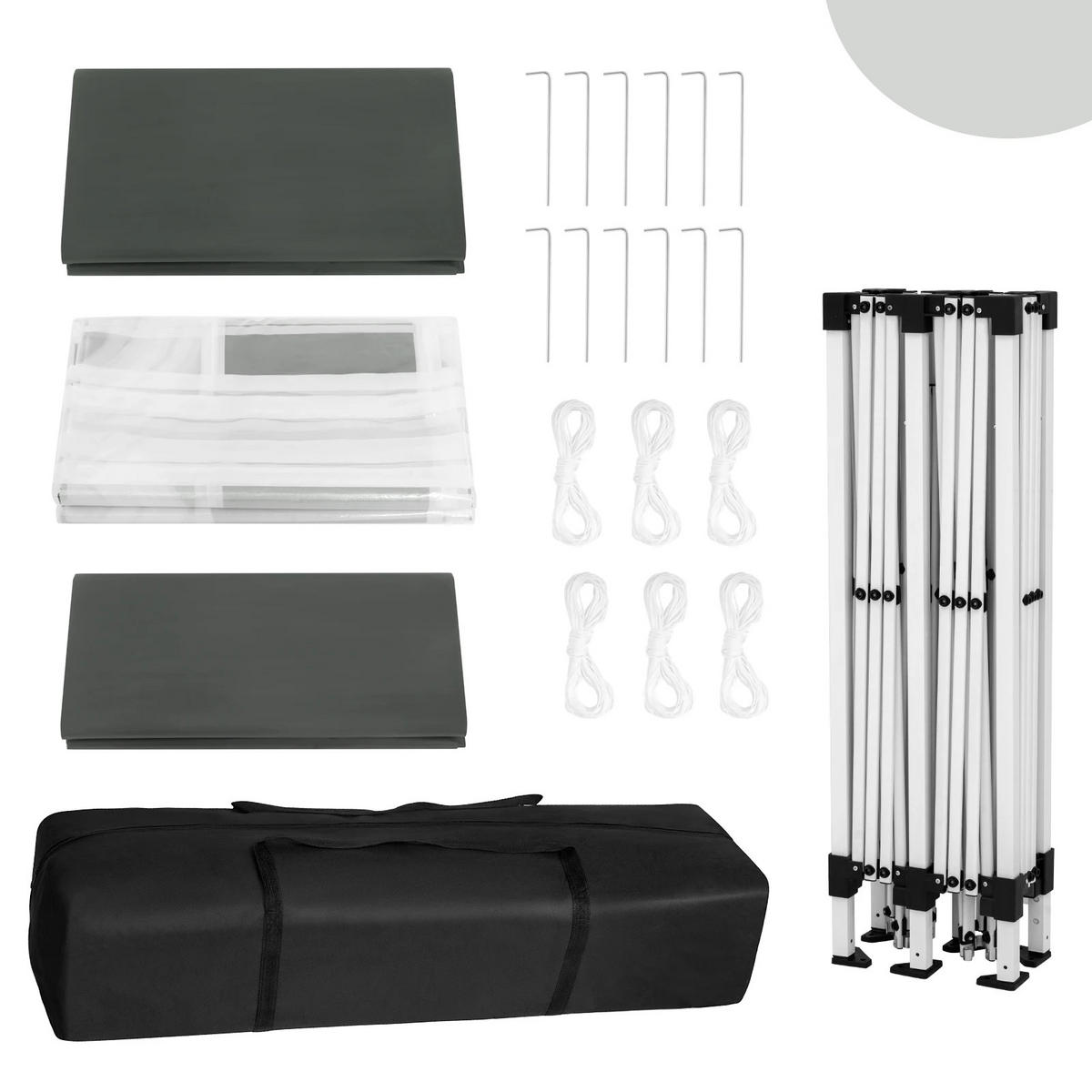 PAVILLON 3x6 m Grün mit 6 Seitenteilen - Grau, Textil/Metall (583/293cm) - Kaket