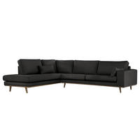 ECKSOFA mit Ottomane - Eichefarben/Schwarz, Eichenholz/Textil (287/219cm) - home24