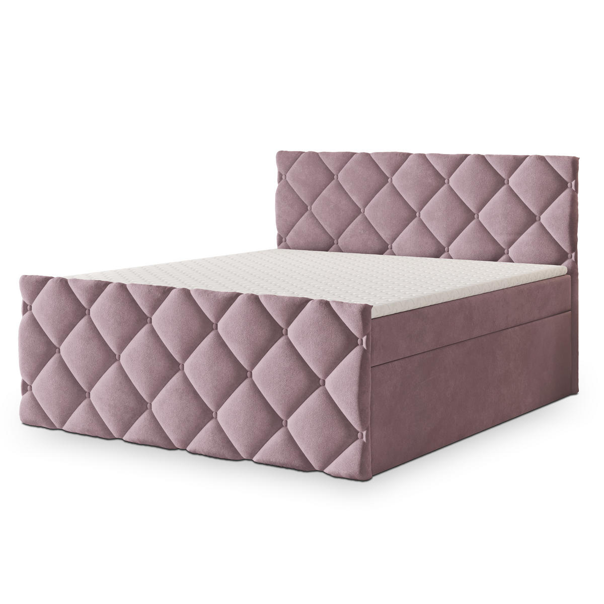 BOXBETT ROVARI 160x200 cm mit Matratze und Topper - Rosa - Rosa, Holz (160/200cm) - MASSENO