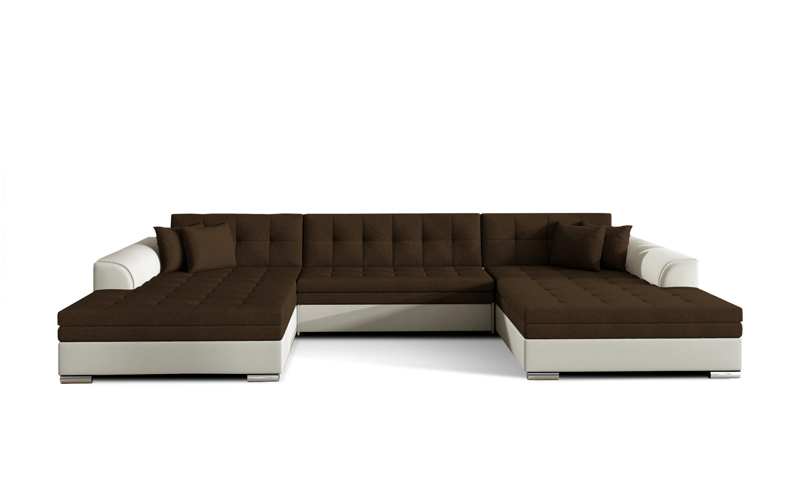 WOHNLANDSCHAFT VENTO U-Form – Großzügiges Ecksofa mit Schlaffunktion & Kissen 359 cm - Braun, Kunststoff (359/78/165cm) - Wohnideebilder