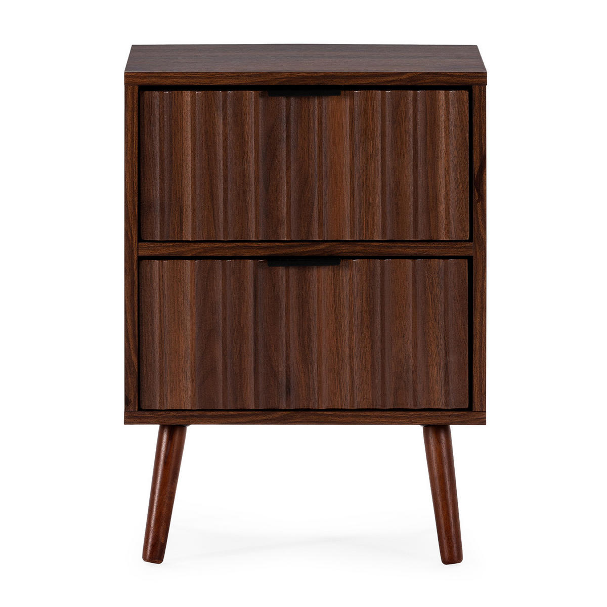 MĂSUȚA DE NOAPTE Lluvia cu 2 sertare, aspect de nuc comun - culoare nucă, compozit lemnos (40/55/30cm) - VS Venta-stock