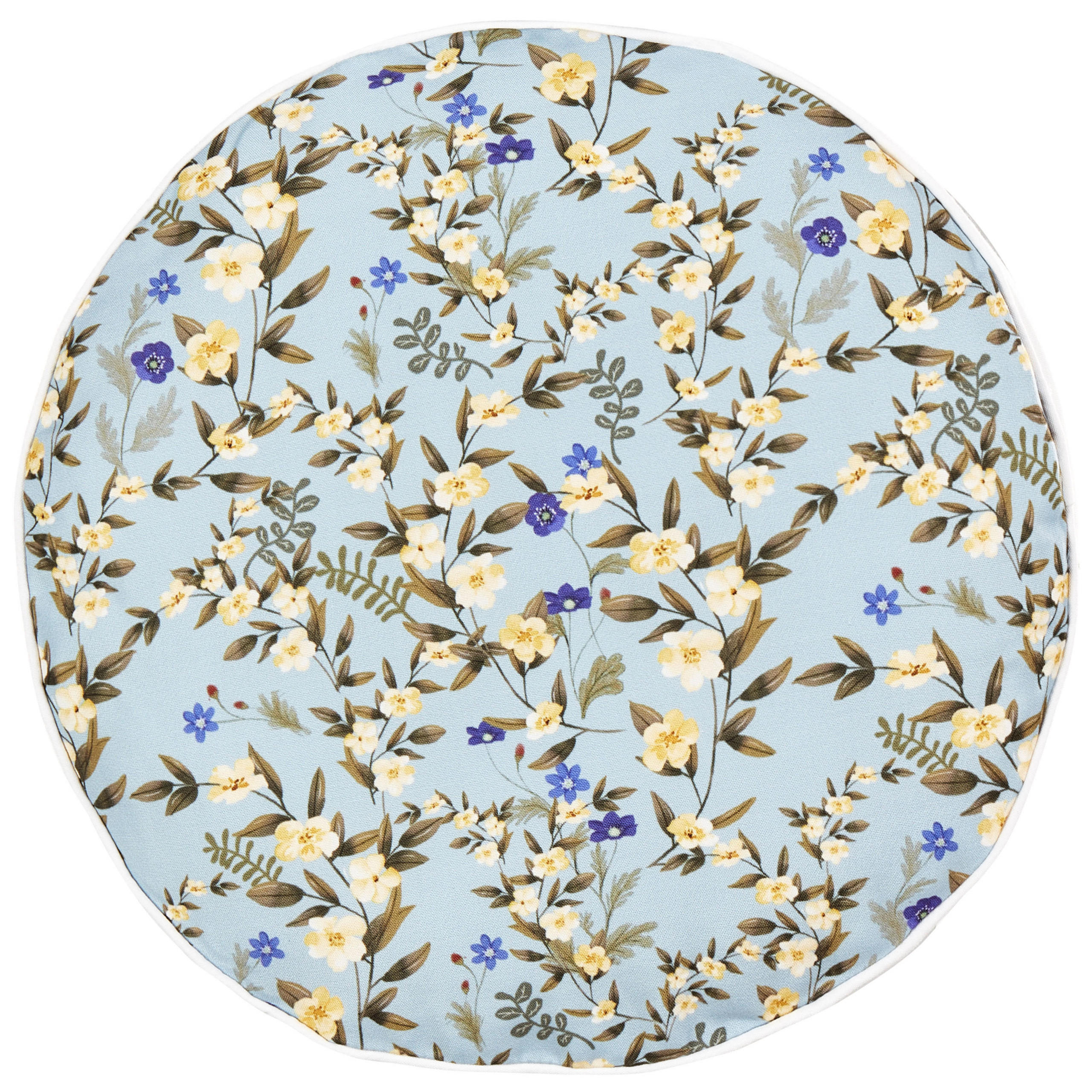 GARTENKISSEN 2er-Set Blumenmuster blau 40 cm Valloria - Hellblau, Textil (40/40cm) - Beliani
