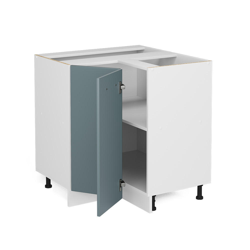 ECKUNTERSCHRANK R-Line Blau-Grau 75.6 cm ohne AP - Blaugrau/Weiß, Holzwerkstoff (75.6/81.6/46cm) - Vicco
