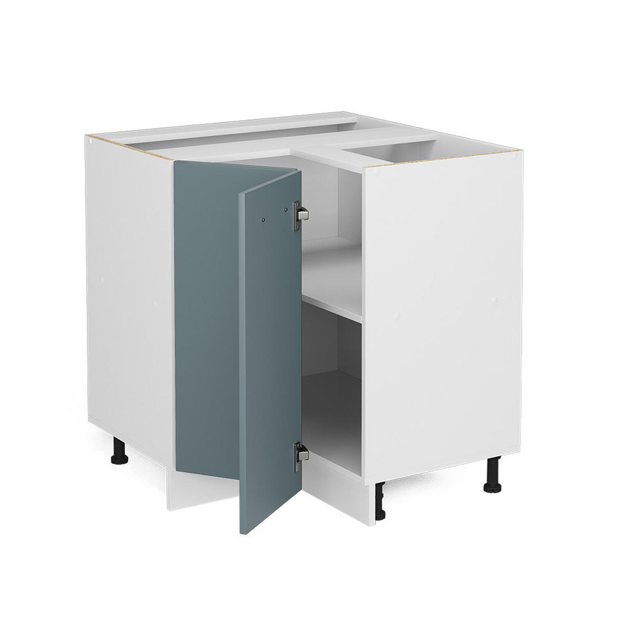 ECKUNTERSCHRANK R-Line Blau-Grau 75.6 cm, AP Eiche - Blaugrau/Weiß, Holzwerkstoff (75.6/81.6/60cm) - Vicco