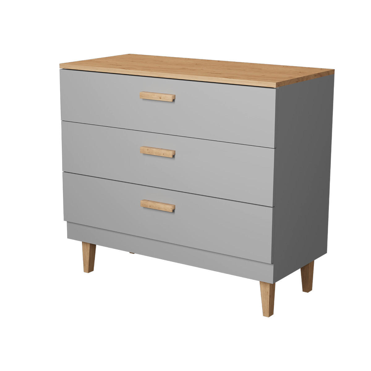 KOMODA Denver Siva - siva, leseni material (100/90/47cm) - Petits-meubles