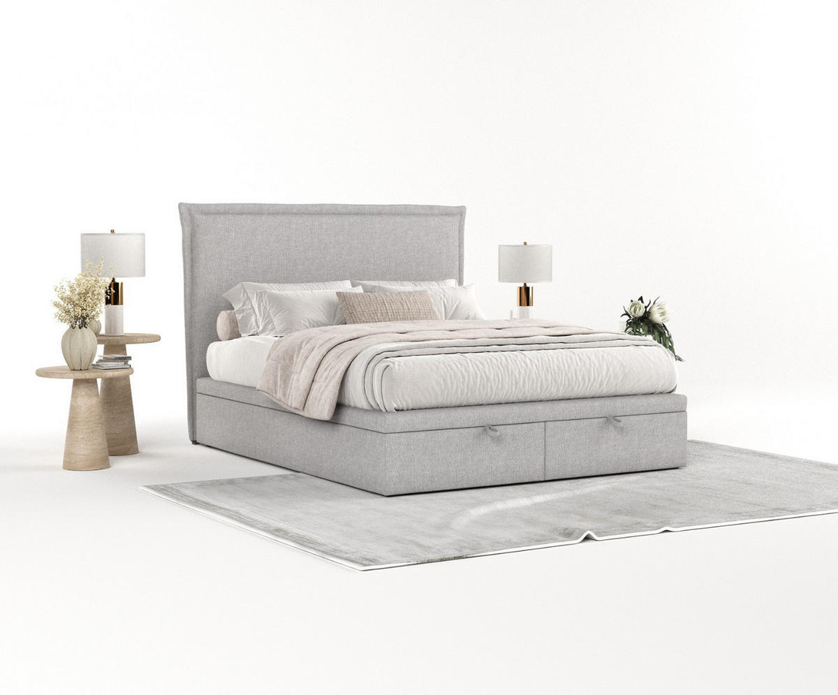 POLSTERBETT Eliot mit Stauraum 160/200 cm Grau im Megan Stoff - Schwarz/Grau, Holz/Holzwerkstoff (160/200cm) - AltaBeds