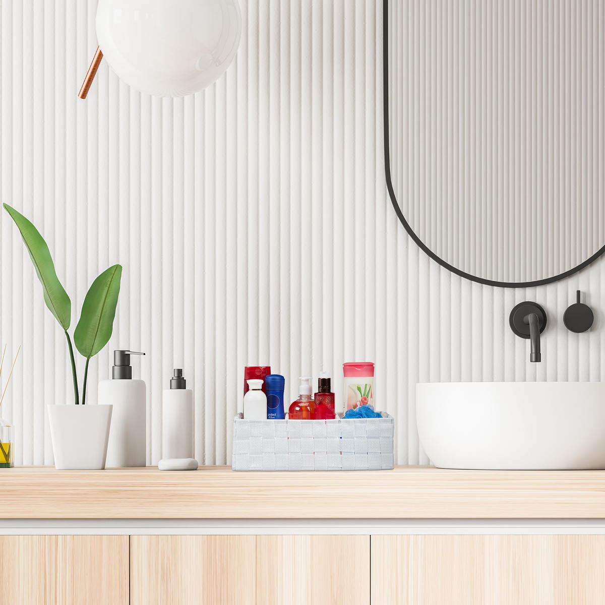 ÚLOŽNÝ kôš - biela, kov/plast (32/10/21cm) - Relaxdays