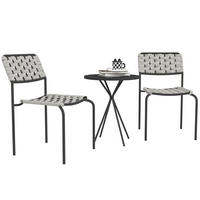 BISTROSET 46/60/80 cm grau aus Stahl mit 2 stapelbaren Stühlen - Grau, Metall - OKWISH