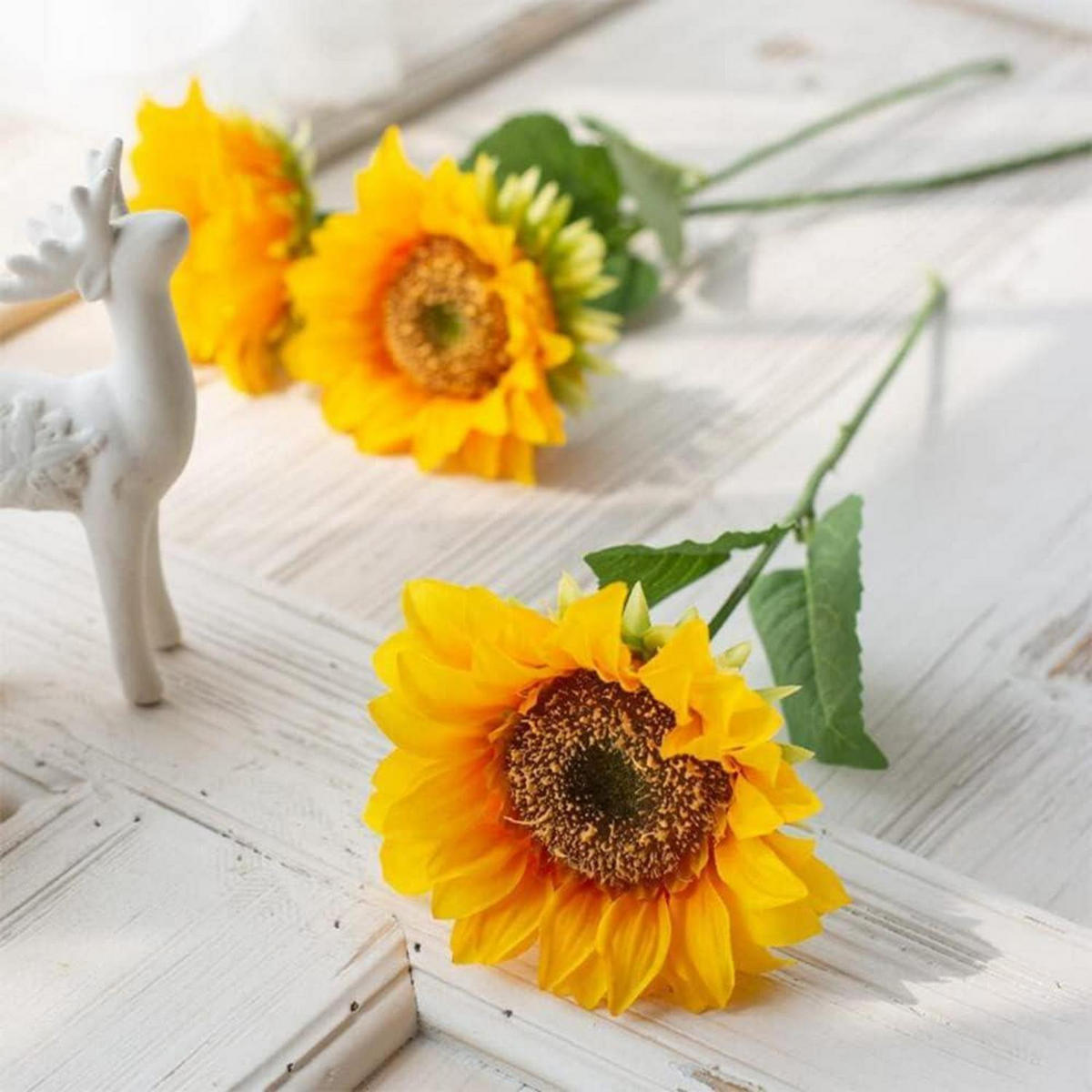 KÜNSTLICHE Sonnenblumen 10-teiliges Set 45 cm - Gelb, Kunststoff (40cm)
