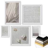 WANDBILDER 5er-Set - 50x50 cm & 20x30 cm & 40x60 cm Weißer Rahmen - Zarte Boho-Texturen der Natur - Weiß, Kunststoff (40/60cm) - ArtPrintCave