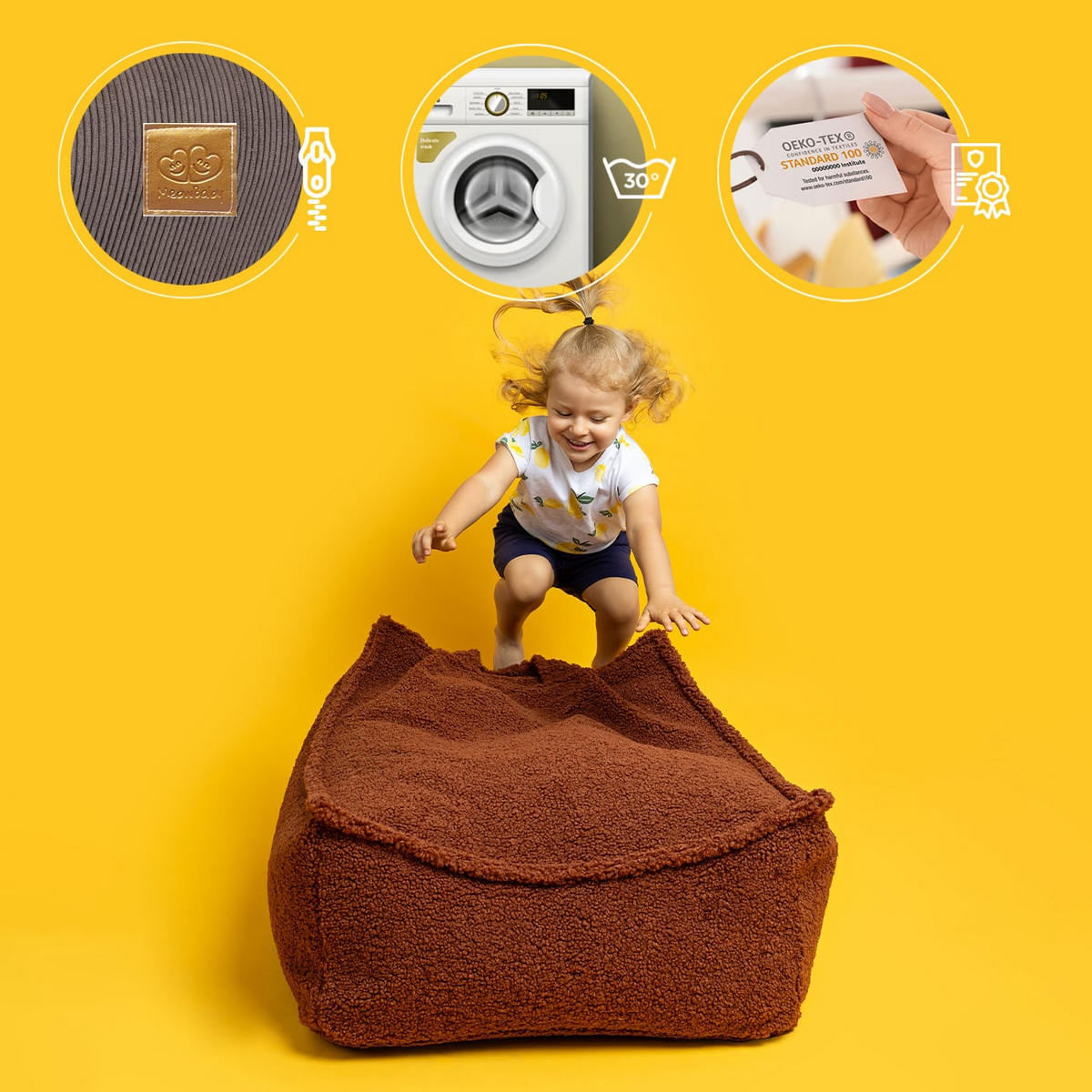 SITZSACK für Kinder, Eckig, Churros, Taubengrau - Dunkelgrau, Textil (60/5/70cm) - MeowBaby
