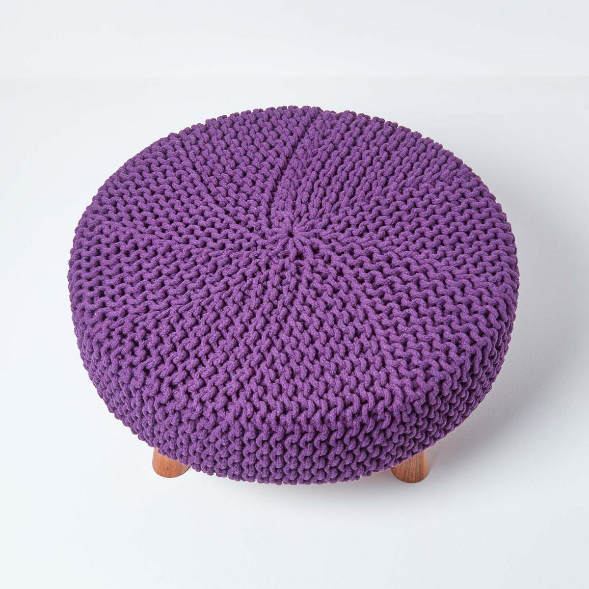 STRICK-HOCKER lila, rund 62/62/30 cm - Violett, Textil (62/30/62cm) - Homescapes