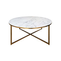 COUCHTISCH Ø 80 cm in Glas mit Marmorprint - Weiß, Holzwerkstoff (80/80/45cm) - ebuy24