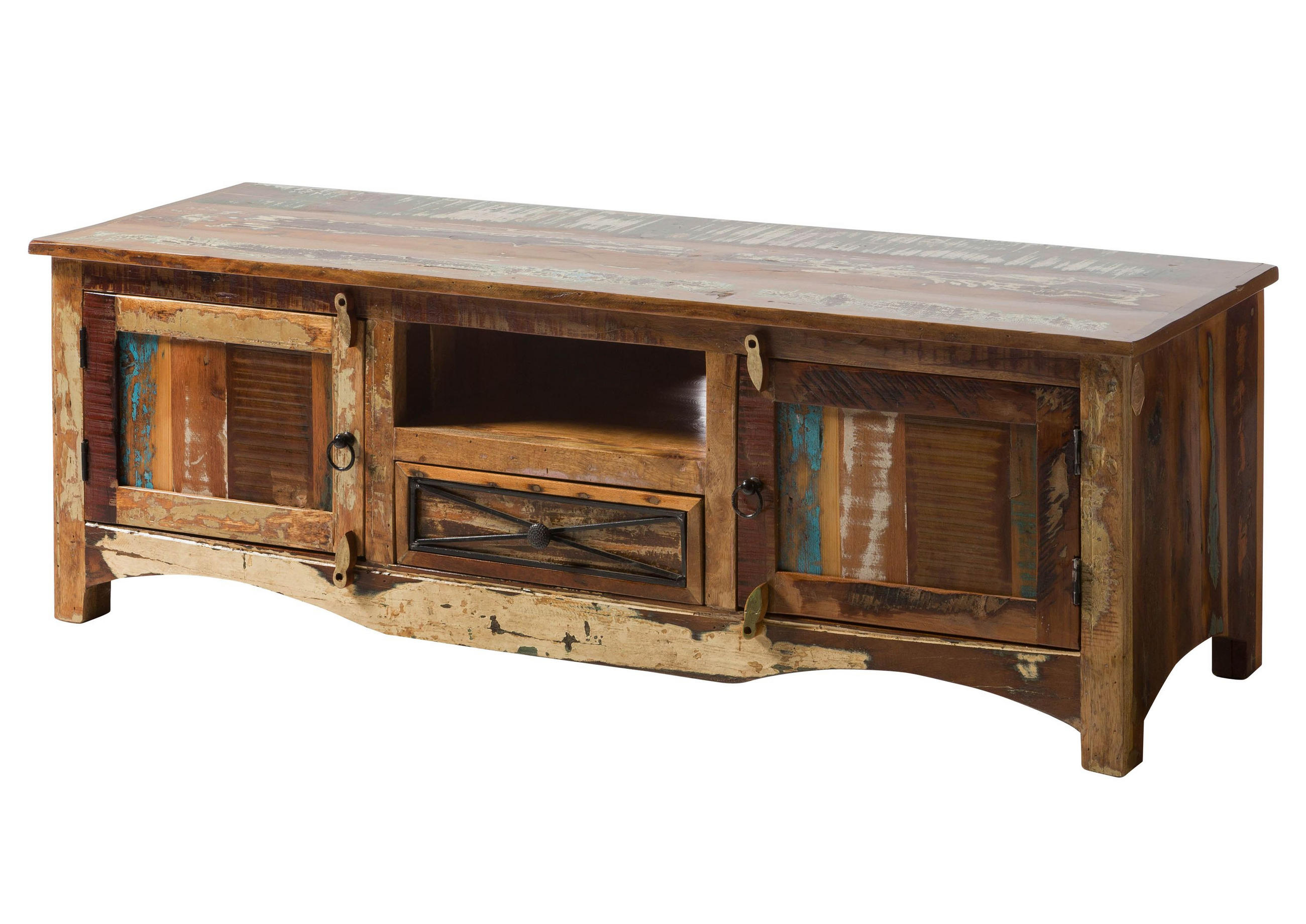TV-BOARD Altholz 150x50x50 mehrfarbig lackiert NATURE OF SPIRIT #135 - Multicolor, Holz (50/50/150cm) - Massivmoebel24