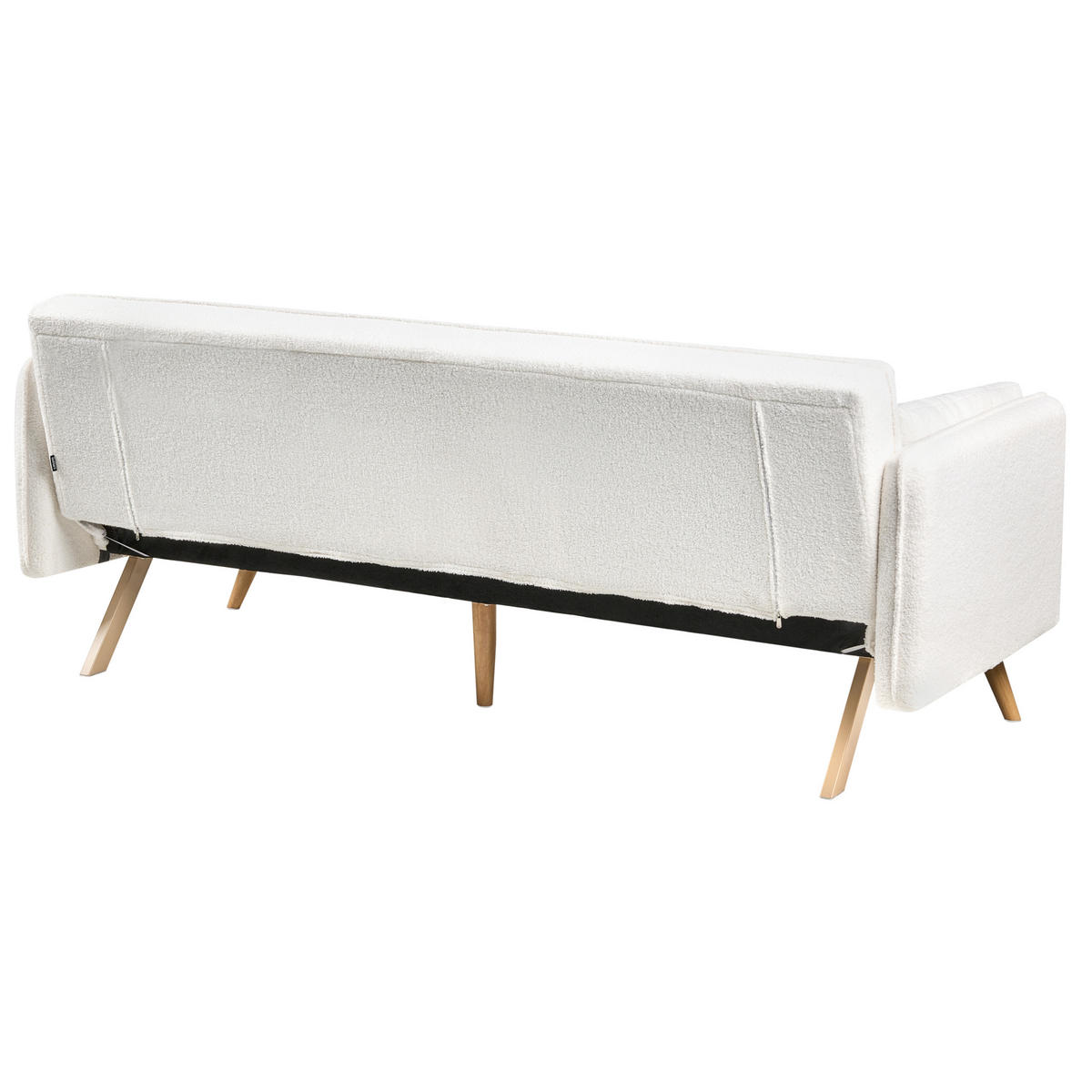 SCHLAFSOFA Bouclé Cremeweiß Asaa - Creme/Weiß, Textil (205/76/80cm) - Beliani