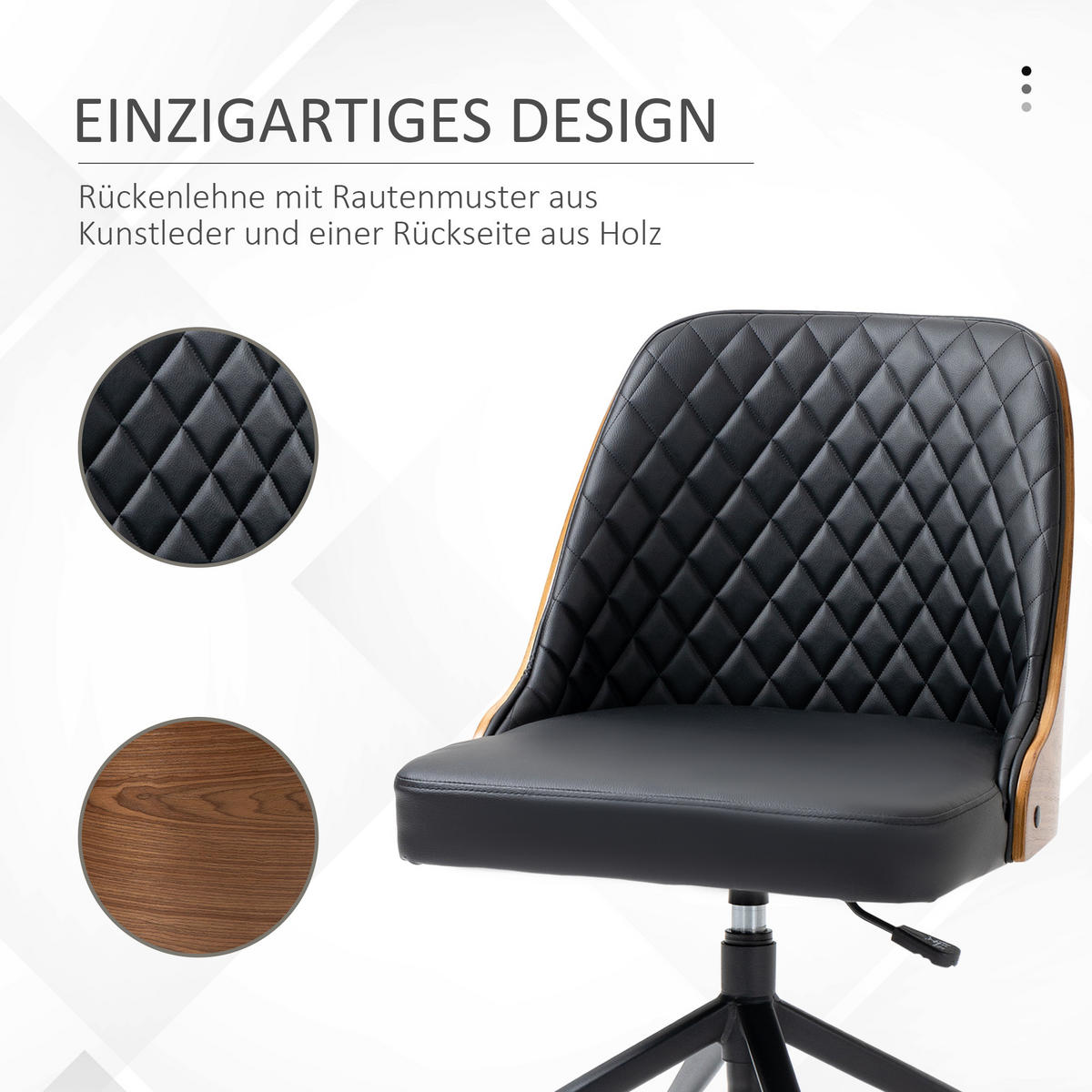 BÜROSTUHL Schreibtischstuhl Drehstuhl höhenverstellbarer ergonomisch Schwarz - Schwarz, Metall (54.5/87/48.5cm) - Vinsetto