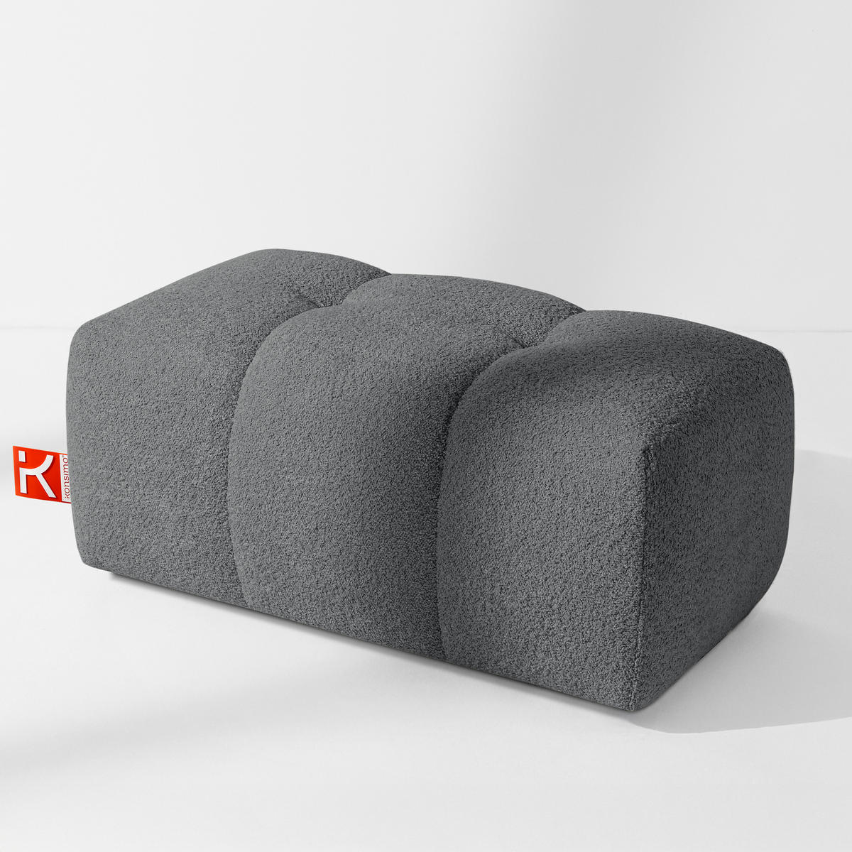 POUF RAVIA, Bouclé, Dunkelgrau - Dunkelgrau, Holz/Textil (96/45/50cm) - KONSIMO®