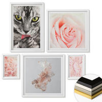 WANDBILDER 5er-Set - 50x50 cm & 20x30 cm & 40x60 cm Weißer Rahmen - Boho-Küchengras-Schriftzug - Weiß, Kunststoff (40/60cm) - ArtPrintCave