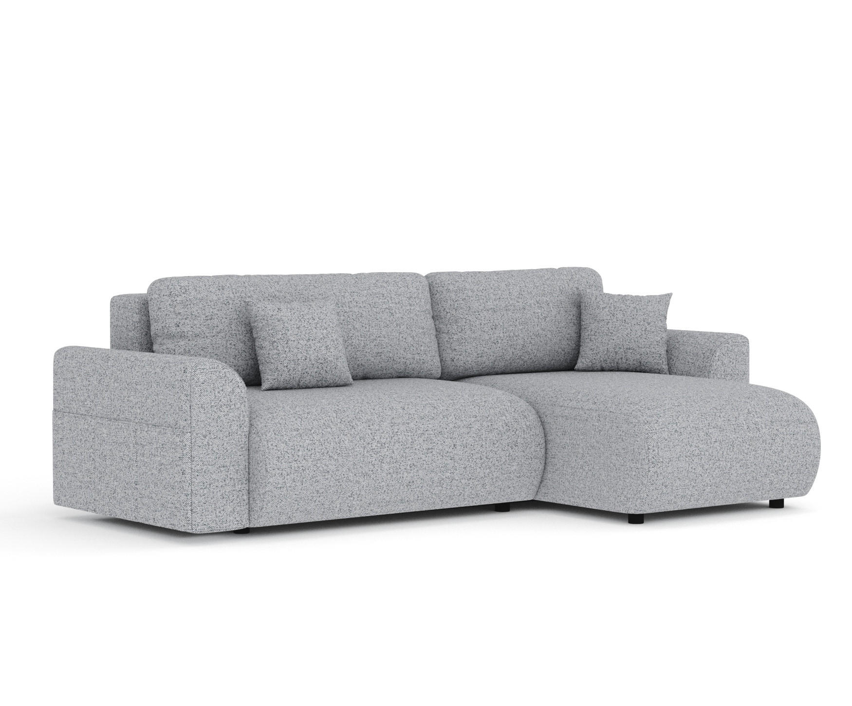 ECKSOFA MIT SCHLAFFUNKTION Bodega Grau Webstoff - Schwarz/Grau, Holz/Holzwerkstoff (235/138cm) - Maison de Reve