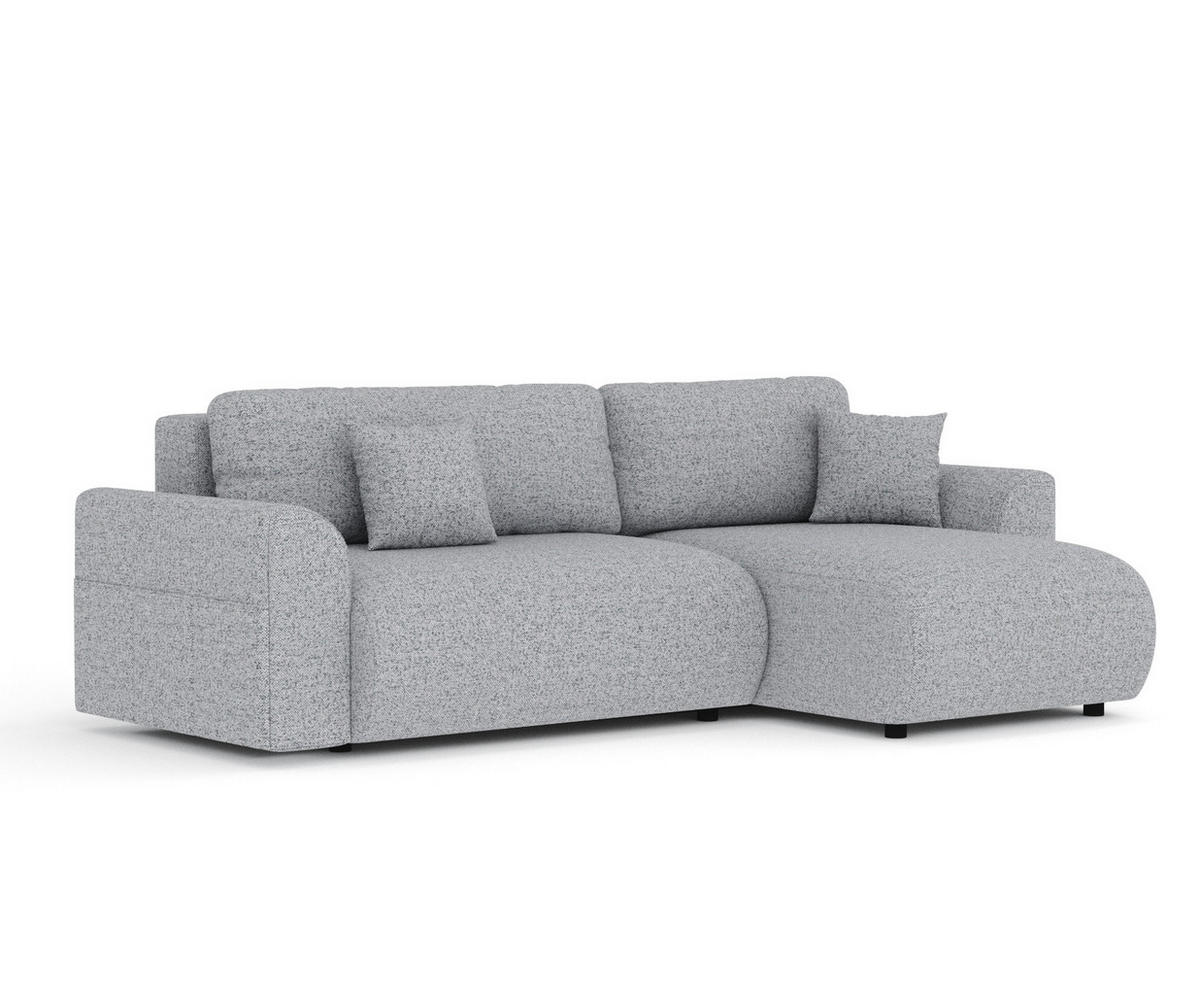 ECKSOFA MIT SCHLAFFUNKTION Bodega Grau Webstoff - Schwarz/Grau, Holz/Holzwerkstoff (235/138cm) - Maison de Reve