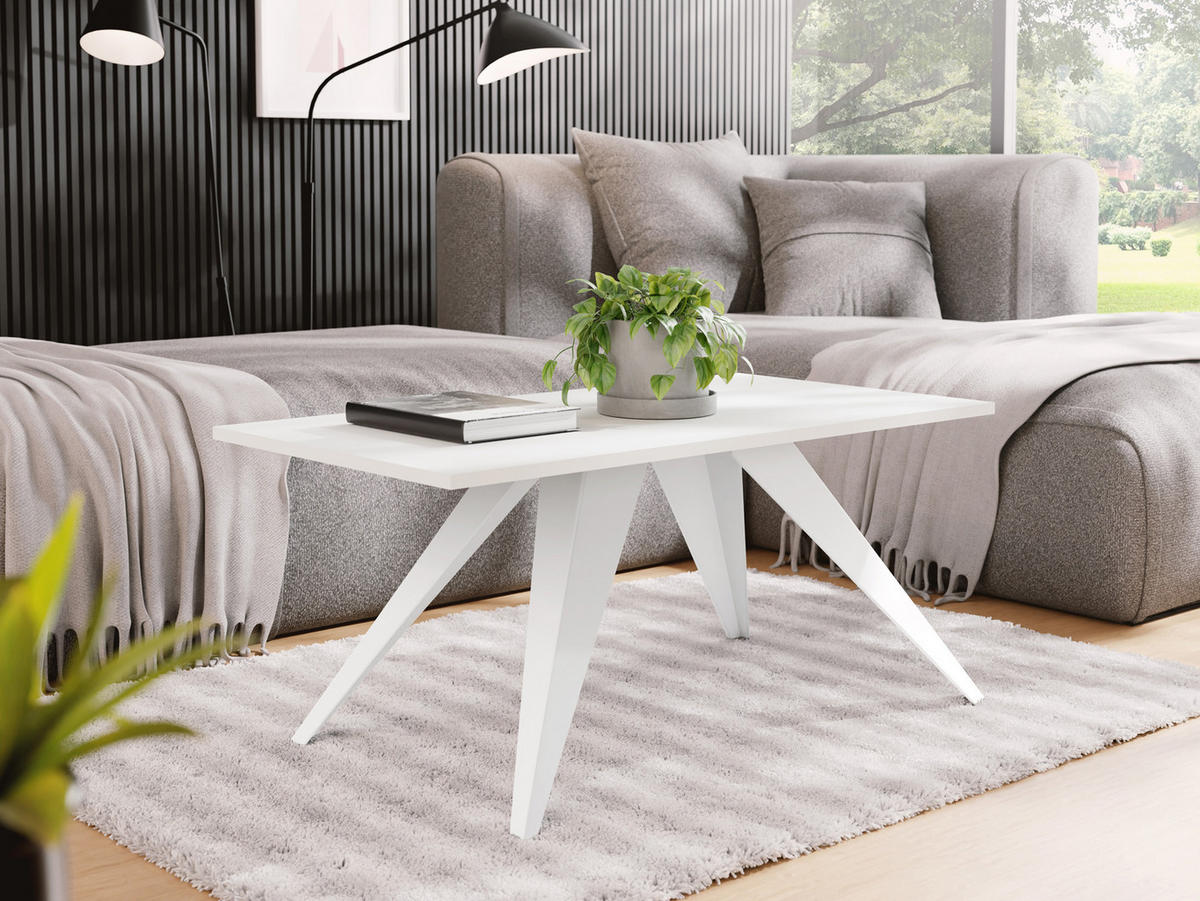 ESSTISCH Vance rechteckig, Weiß 120/60/48 cm - Weiß, Holzwerkstoff/Metall (60/120/48cm) - WFL GROUP