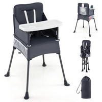 BABYHOCHSTUHL mit Tragetasche grau - Grau, Textil (58/96/57cm) - COSTWAY