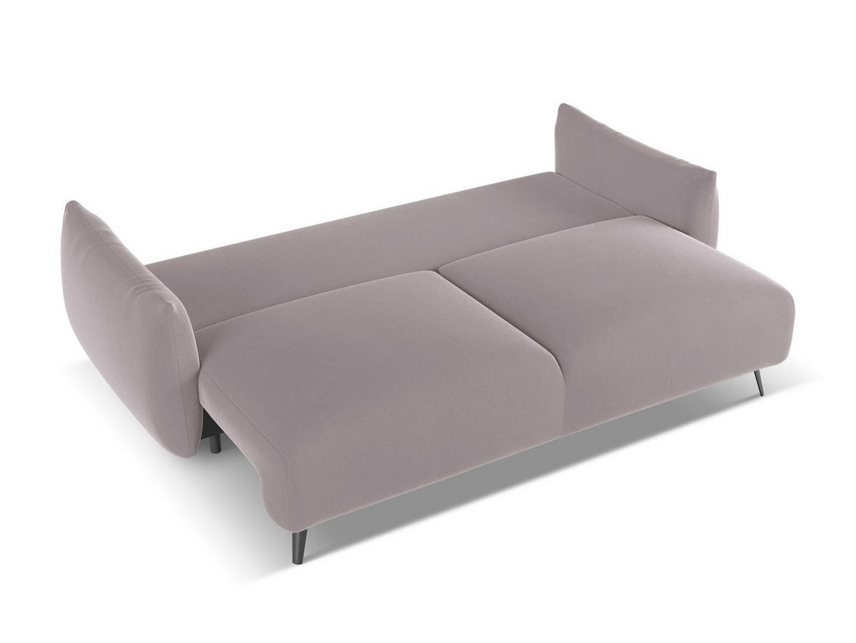 3-SITZER SOFA mit Schlaffunktion Samt Stoff Violett - Lila/Flieder, Textil/Metall (230/86/105cm) - Makamii