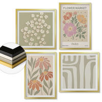 WANDBILDER 4er Set - 50x50 cm & 40x60 cm Goldrahmen - Botanische Motive, Pariser Minimalismus - Goldfarben, Kunststoff (50/50cm) - ArtPrintCave