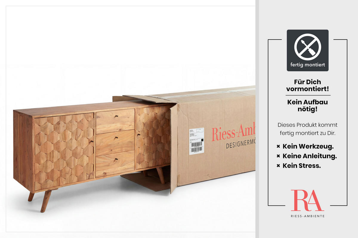 SIDEBOARD MYSTIC LIVING Akazie Natur 145cm - Braun, Holz (145/75/40cm) - riess-ambiente