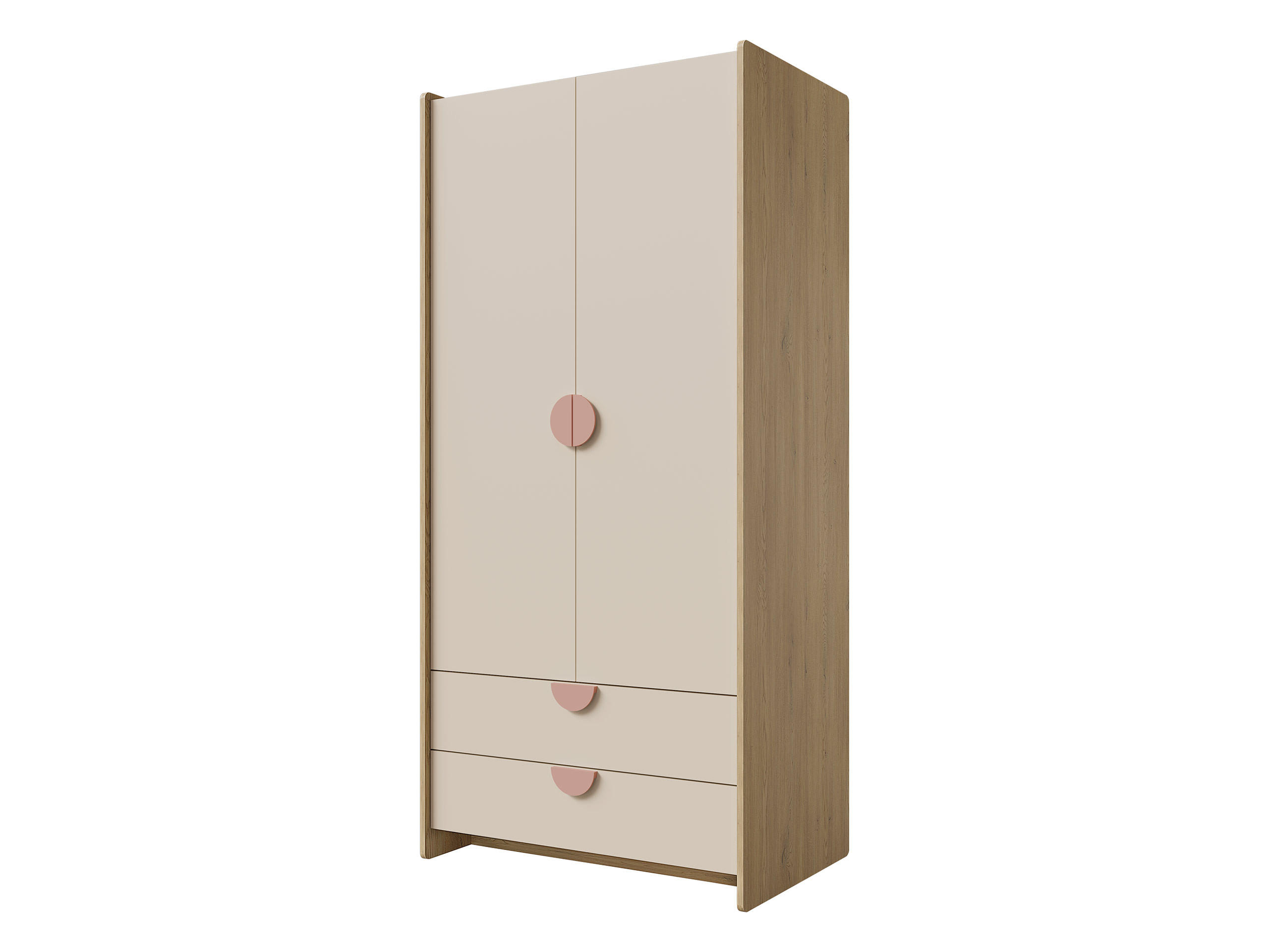 KINDERKLEIDERSCHRANK Lexi 2D2S 02 - Eichefarben/Rosa, Holzwerkstoff/Kunststoff (84/198/60cm) - MIRJAN24