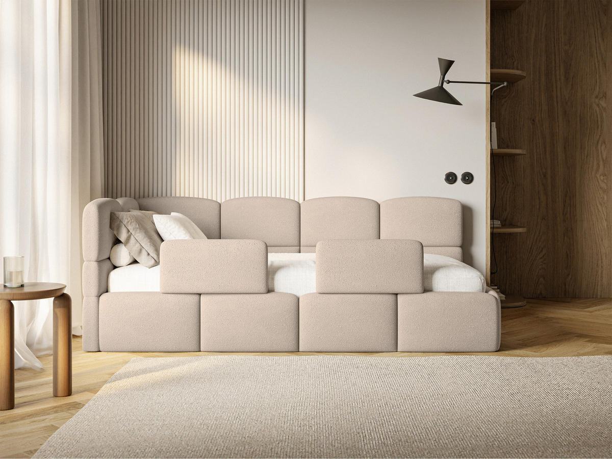 KINDERBETT Cloudy Beige 120 cm, Chenille - Beige/Schwarz, Kunststoff/Textil (120/200cm) - Selsey