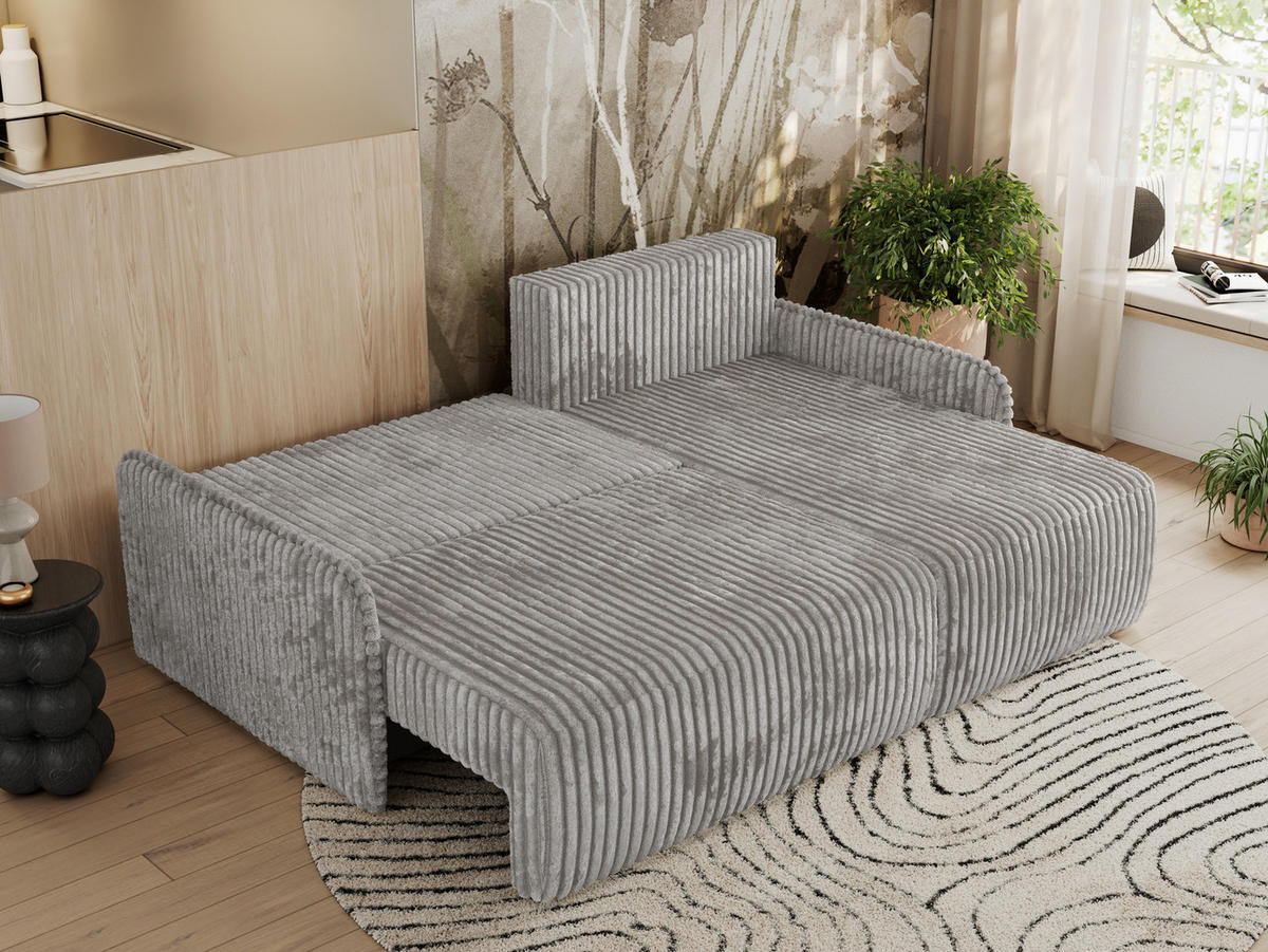 ECKSCHLAFSOFA ARPA L Grau Cord - rechts - Schwarz/Grau, Kunststoff/Textil (150/198cm) - MKS