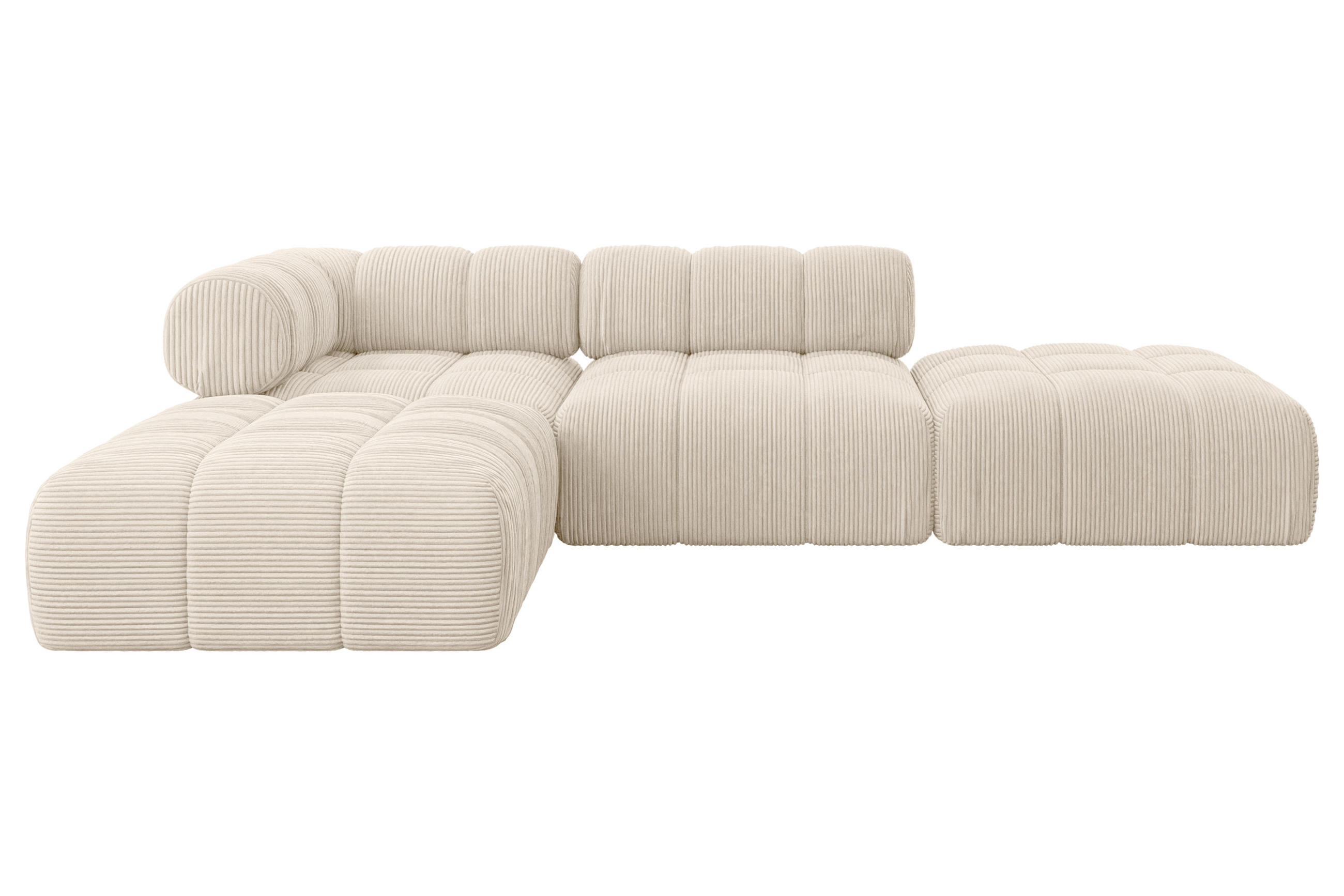 ECKSOFA modulares Sofa Kerru-L1 - 285x190x70 cm Beige Cord - Beige, Holzwerkstoff/Textil (285/190cm) - ALTDECOR
