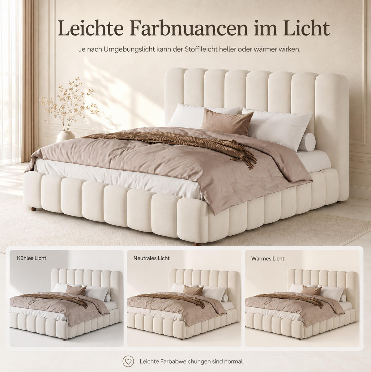 POLSTERBETT aus Samt 160x200 cm Beige mit hydraulischem Bettkasten und Lattenrost - Beige, Textil (160/200cm) - IVMEU