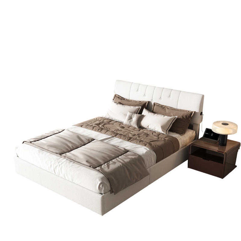 ČALOUNĚNÁ postel 140x200 cm Teddy White USB bed box - bílá, kov (140/200cm) - SHOPENTRA