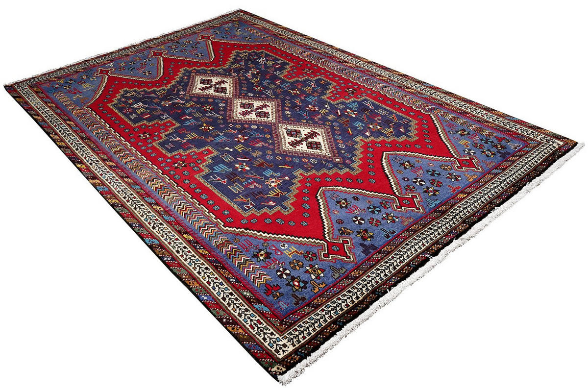 ORIENTTEPPICH handgeknüpft Afshar Rot, Blau 245/167 cm Schurwolle - Blau/Rot, Textil (167/245cm) - Looma