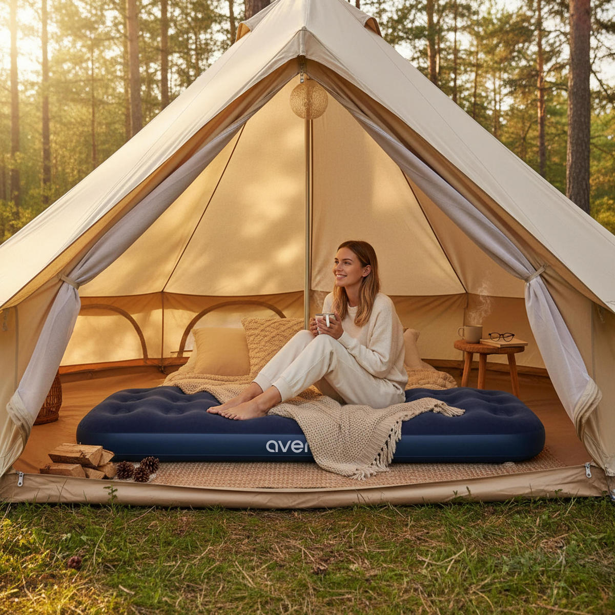 LUFTBETT Luftmatratze Camping 1 Person 191x73x22cm blau - Blau, Kunststoff (73/191cm) - Avenli