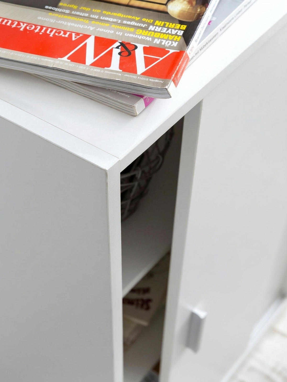 AKTENSCHRANK – Holz, Weiß, 60x107,5x28,5 cm, wasserabweisend & kratzfest, modern - Weiß, Holz/Metall (60/108/29cm) - KADIMA DESIGN